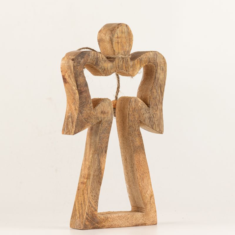 Med Mango Wood Halo Angel - White Enamel