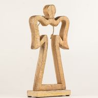 Large Mango Wood Halo Angel - White Enamel