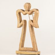 Large Mango Wood Halo Angel - White Enamel