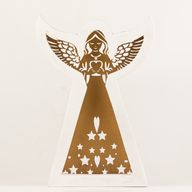 Mango Wood Angel - Whitewash with Iron Decor Cut Out - 22cm