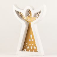 Mango Wood Angel - Whitewash with Iron Decor Cut Out - 22cm
