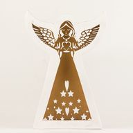 Mango Wood Angel - Whitewash with Iron Decor Cut Out - 22cm