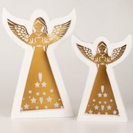 Mango Wood Angel - Whitewash with Iron Decor Cut Out - 39cm