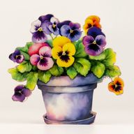 Wooden House Plants - Medium Pansy