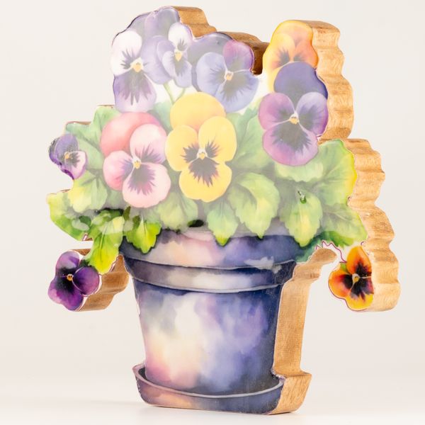 Wooden House Plants - Large Pansy