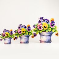 Wooden House Plants - Large Pansy