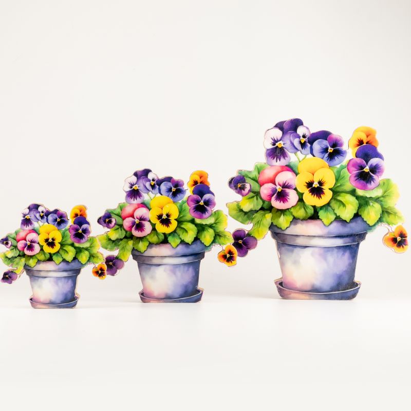 Wooden House Plants - Large Pansy