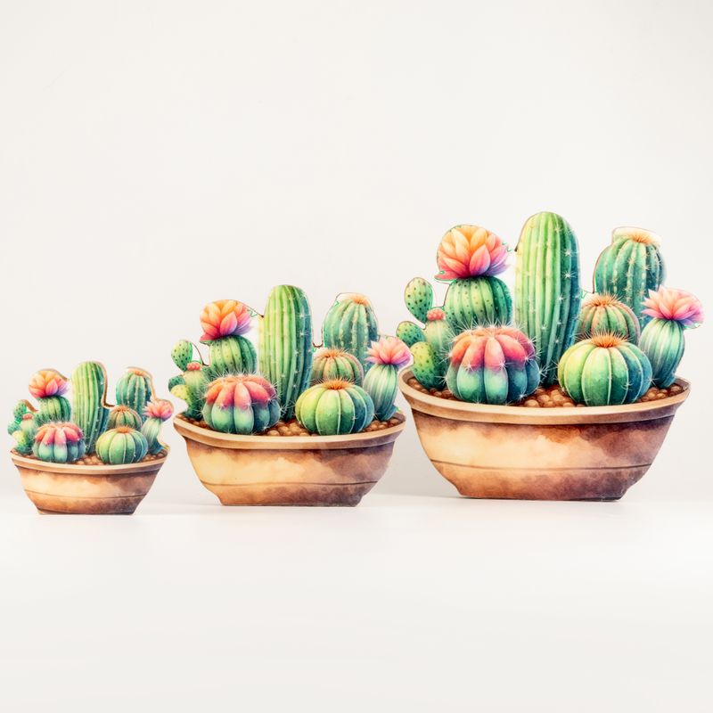 Wooden House Plants - Mini Cactus Garden