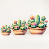 Wooden House Plants - Large Cactus Garden