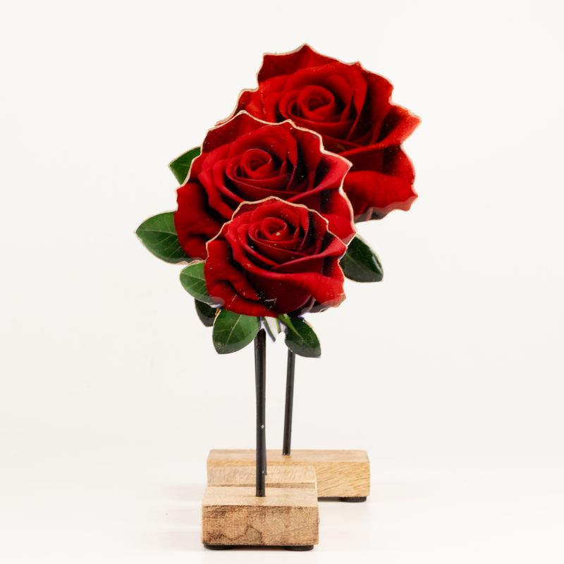 Wooden House Plants - Mini Single Rose