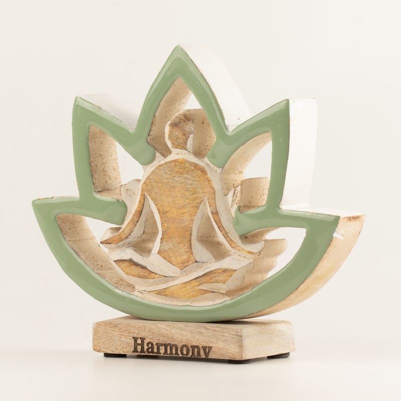 Wooden Yoga Lady - Lotus Flower - Sage - Harmony