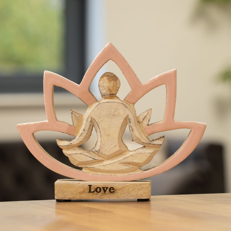 Wooden Yoga Lady - Lotus Flower - Dusty Pink - Love