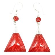 925 Silver Earrings - Triangle Double Drop