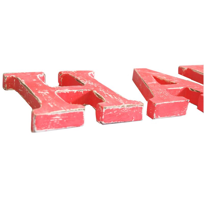 Shabby Chic Letters Red Wash - HAPPY