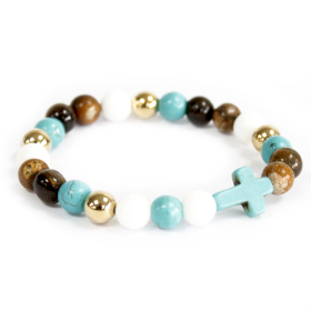 3x Turquoise Cross / Royal Beads - Gemstone Bracelet