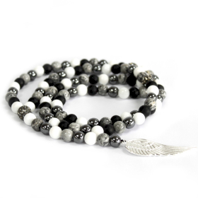 Angel Wing / Grey Agate - Gemstone Necklace