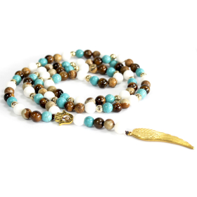 Angel Wing / Multi Beads Gemstone Necklace