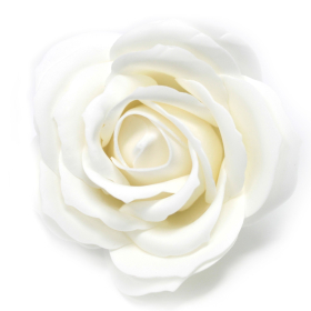 10x Craft Soap Flowers - Lrg Rose - White