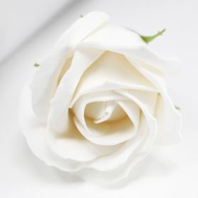 10x Craft Soap Flowers - Med Rose - White