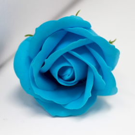 10x Craft Soap Flowers - Med Rose - Sky Blue