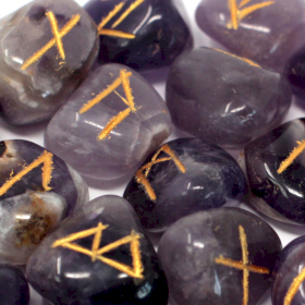 Runes Stone Set in Pouch  - Amethyst