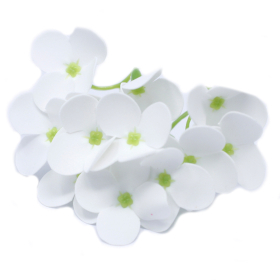 10x Craft Soap Flowers - Hyacinth Bean - White