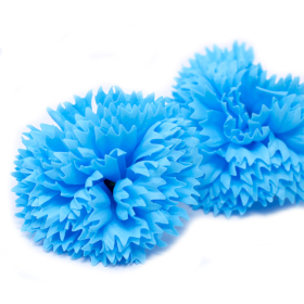10x Craft Soap Flowers - Carnations - Sky Blue