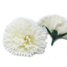10x Craft Soap Flowers - Carnations - Cream