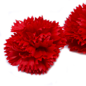 10x Craft Soap Flowers - Carnations - Red