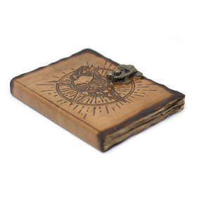 Leather Pentagon & Skull with Burns Detail Notebook (7x5