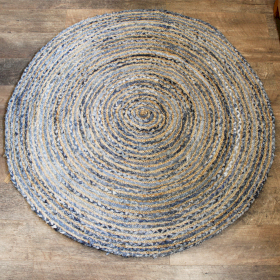 Round Jute and Recycle Denim Rug - 150 cm