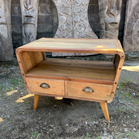 Small TV Stand with 2 Draws Round - Recycled Wood