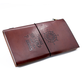 Handmade Leather Journal - Travel the World - Brown (80 pages)