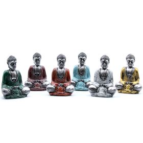 6x Silver Mini Buddha (Assorted Colours)