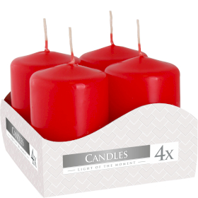 Set of 4 Pillar Candles  40x60mm - Red