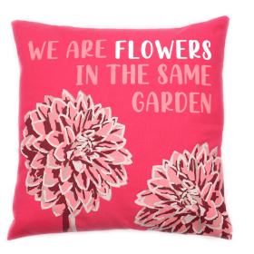 3x Printed Cotton Cushion Cover - We are Flowers - Olive, Pink and Natural