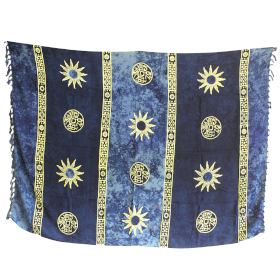 Bali Celtic Sarongs - Sun Symbols - Blue