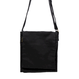 Cotton Canvas Messenger Bag - Black