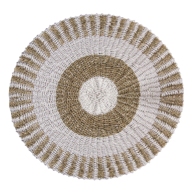 Round Seagrass White & Tan - Sun - 1m