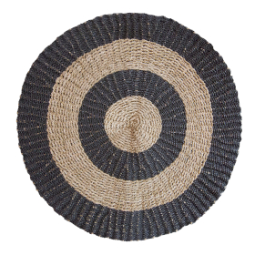 Round Seagrass Black & Tan - Circles - 1m