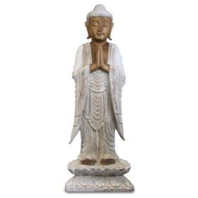 Buddha Statue Standing - Whitewash - 1m Welcome