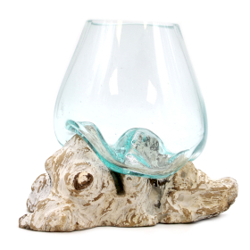 Molten Glass on Whitewash Wood - Large Bowl