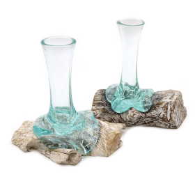 Molten Glass on Whitewash Wood - Vase - Small