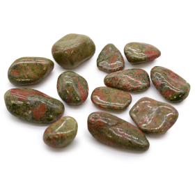 12x Medium African Tumble Stones - Unakite