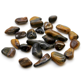 24x Small African Tumble Stones - Tigers Eye - Varigated