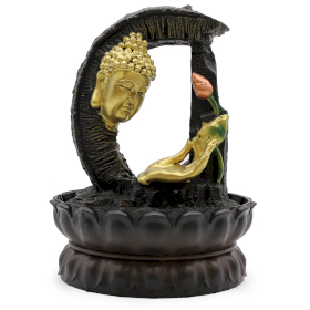 Tabletop Water Feature - 30cm - Golden Buddha & Lotus