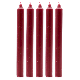 Solid Colour Dinner Candles - Rustic Burgandy - Pack of 5