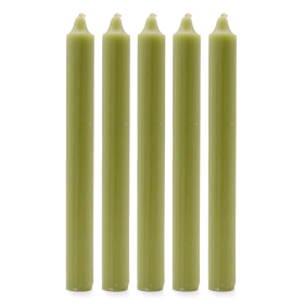 Solid Colour Dinner Candles - Rustic Olive - Pack of 5
