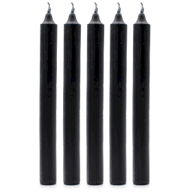 Solid Colour Dinner Candles - Rustic Black - Pack of 5