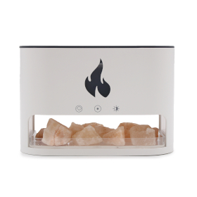 White Blaze Aroma Diffuser - Himalayan Salt Chamber - USB-C - Flame Effect (Salt included)